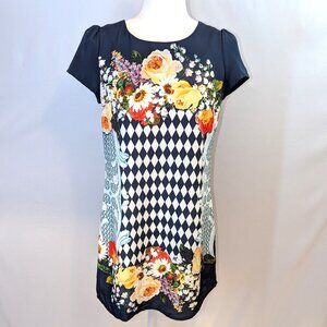 La Chapelle Sport | Short Sleeve Shift Dress Navy Floral | Size FR 38 (US 6)
